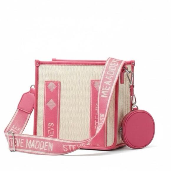 Steve Madden Pink and Cream Beach Tote - Picture 1 of 4